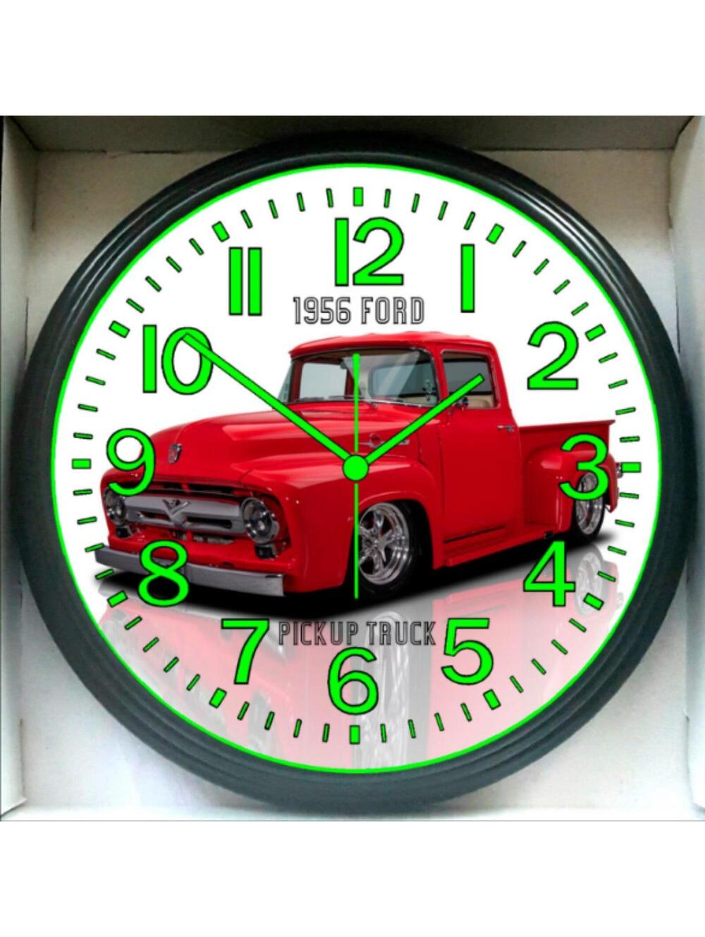 1956 Ford Pickup Truck Garage Shop Glow In The Dark Wall Clock New
